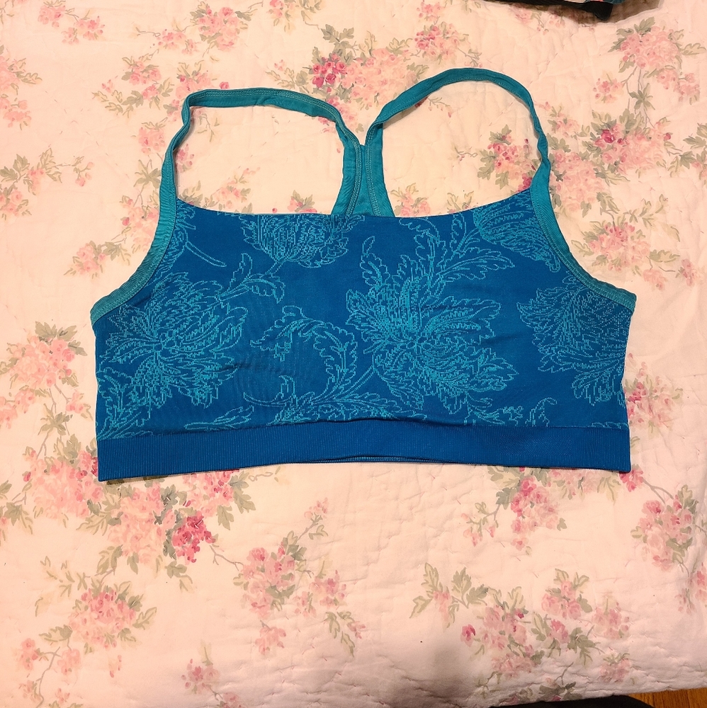 Reebok blue floral sports bra